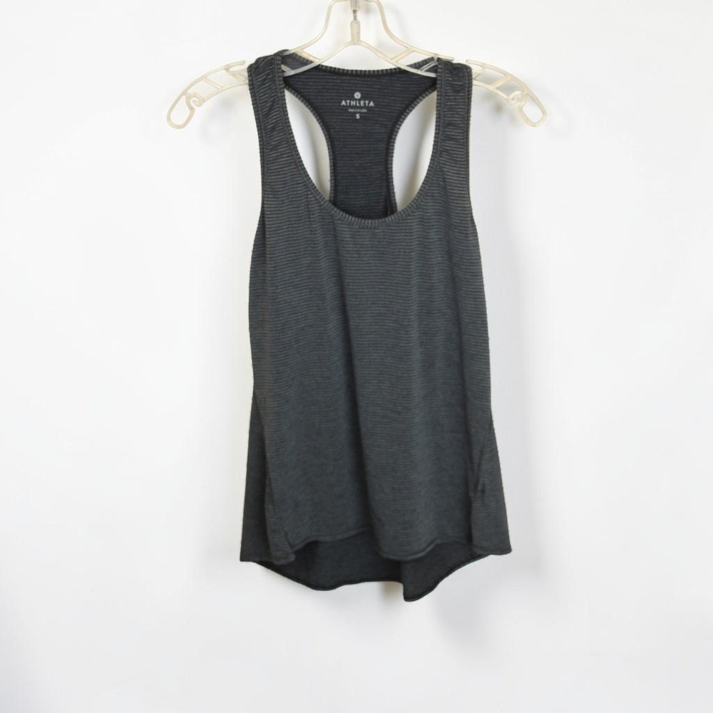 Athleta Women's Gray Striped Racerback Performance Tank Top Size Small